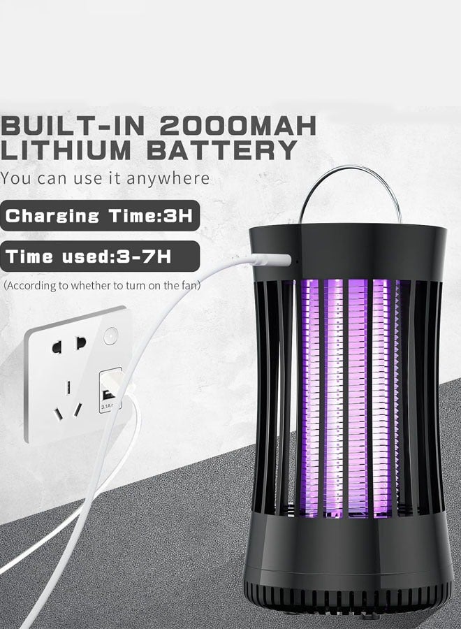Hihonor Portable Mosquito Fly Killer lamp,Electronic Rechargeable Mosquito Killer, Bug Zapper for Summer Trip, Outdoor Camping, Patio, Home and Garden, Black - Image 3