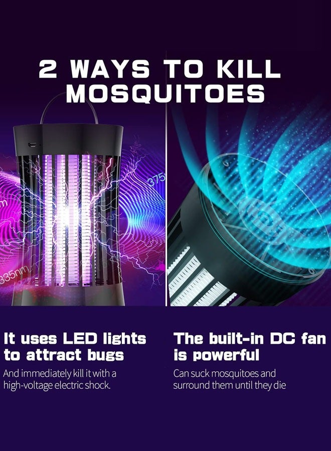 Hihonor Portable Mosquito Fly Killer lamp,Electronic Rechargeable Mosquito Killer, Bug Zapper for Summer Trip, Outdoor Camping, Patio, Home and Garden, Black - Image 4