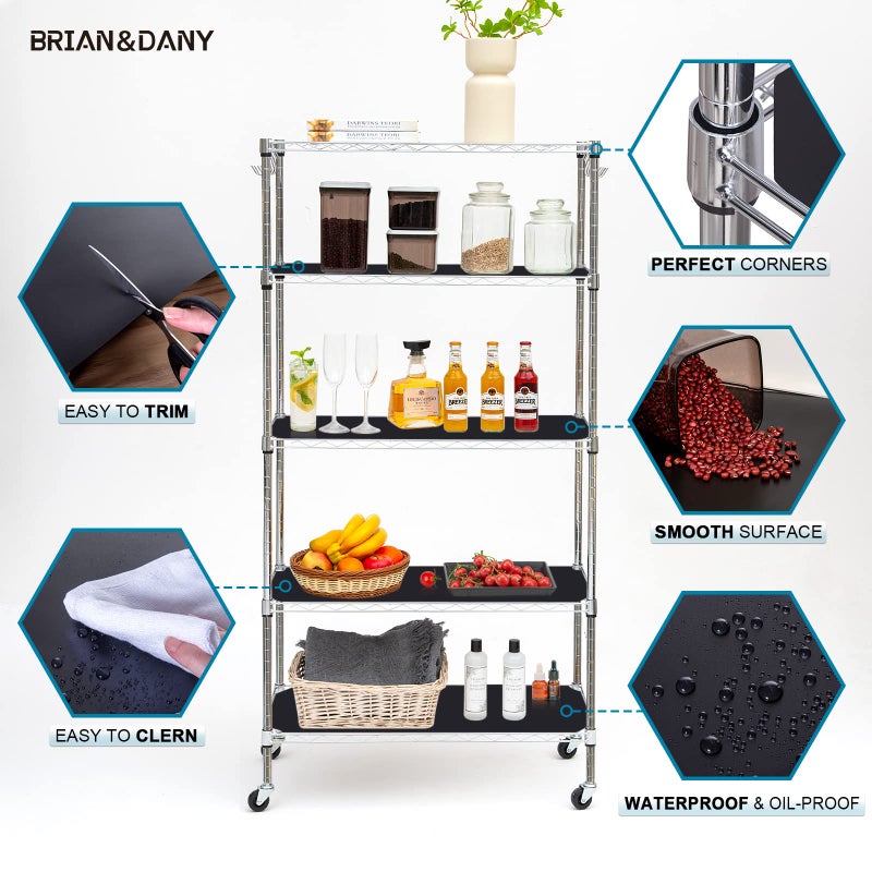 BRIAN & DANY Wire Shelf Liner 14" X 30", Heavy Duty Shelf Liners for Wire Shelving, Waterproof Protector Mats, Set of 5, Black - Image 4