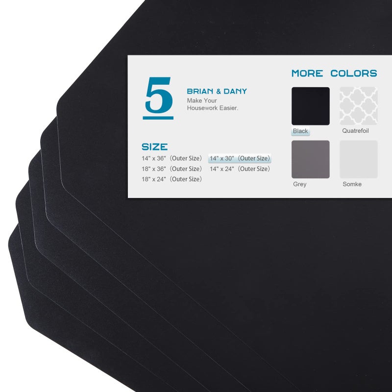 BRIAN & DANY Wire Shelf Liner 14" X 30", Heavy Duty Shelf Liners for Wire Shelving, Waterproof Protector Mats, Set of 5, Black - Image 3