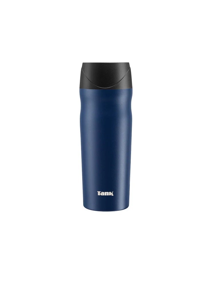 TANK Tank Stainless Steel Tumbler 450mL, 360° Push Button Lid, Up to 6HRs Hot,DARKBlue 