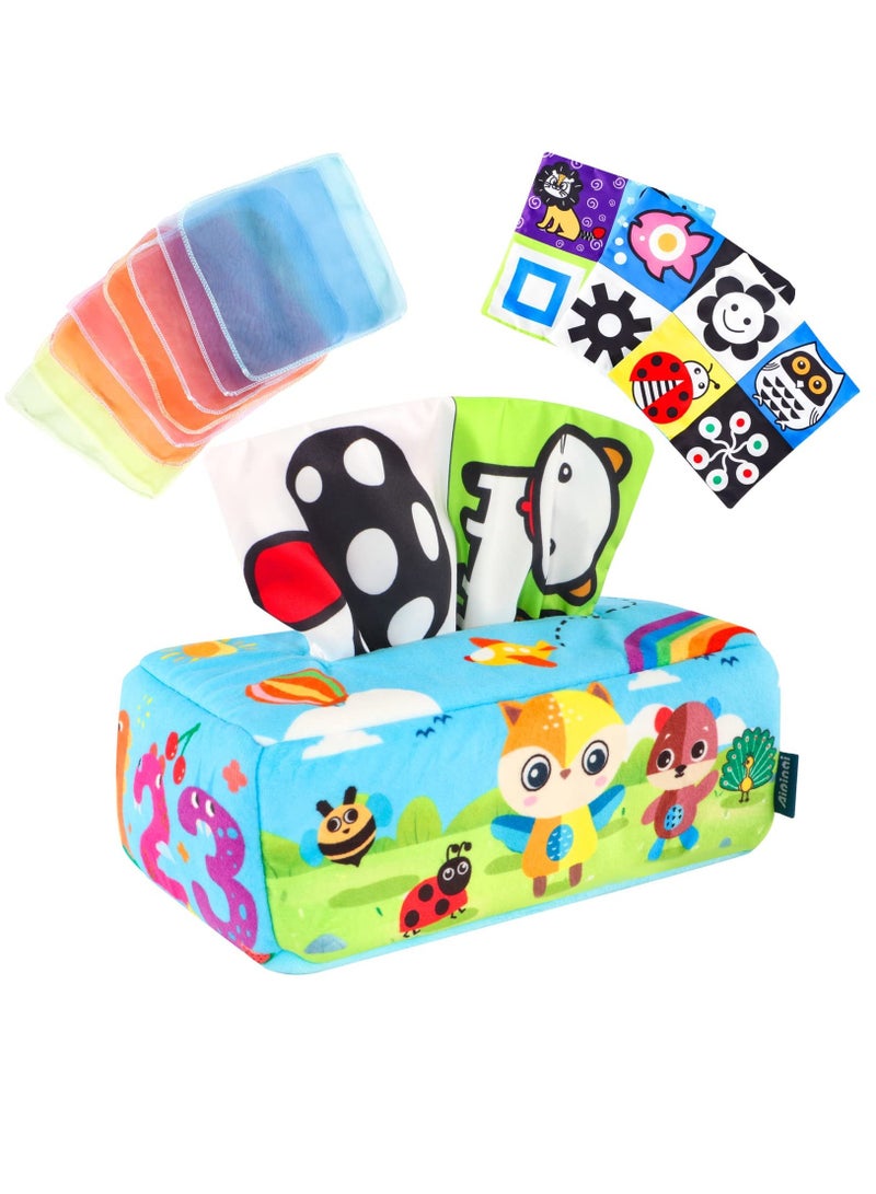 SYOSI Soft Paper Box Toys, Montessori Intellectual Sensory Soothing Toys Ringing Paper Hands-on Creative Toys for 6-12 Months Girls Boys Baby (Wildlife)  - Image 1