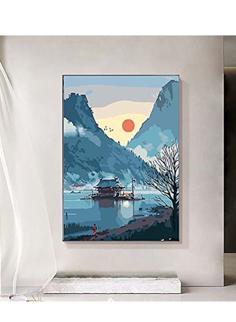 Y&D Paint by Numbers Landscape Japanese for Adults Beginner Lake Home Wall Decor Without Frame - Image 3