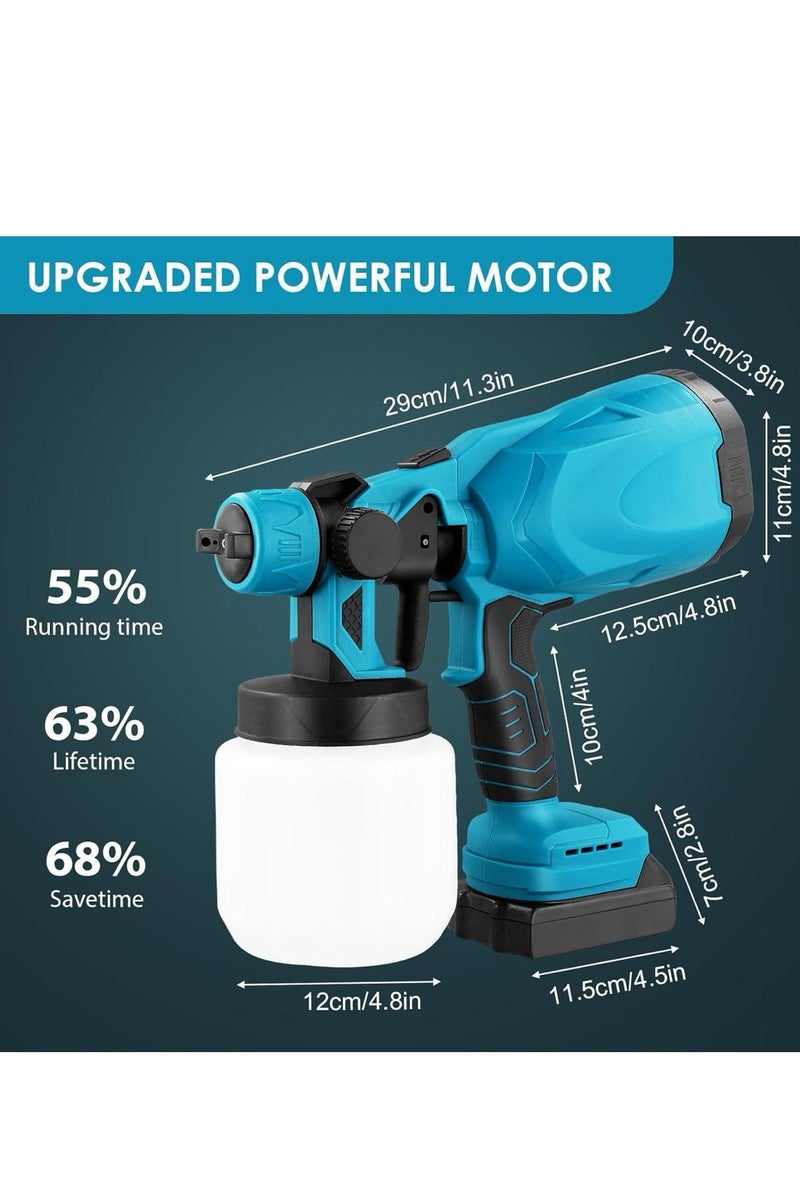 Cordless Paint Gun, Cordless Paint Sprayer, Brushless Motor, 2x4.0Ah 21V Battery, Electric Paint Sprayer 800ml/min, 800ml, Cordless Paint Gun - Image 3