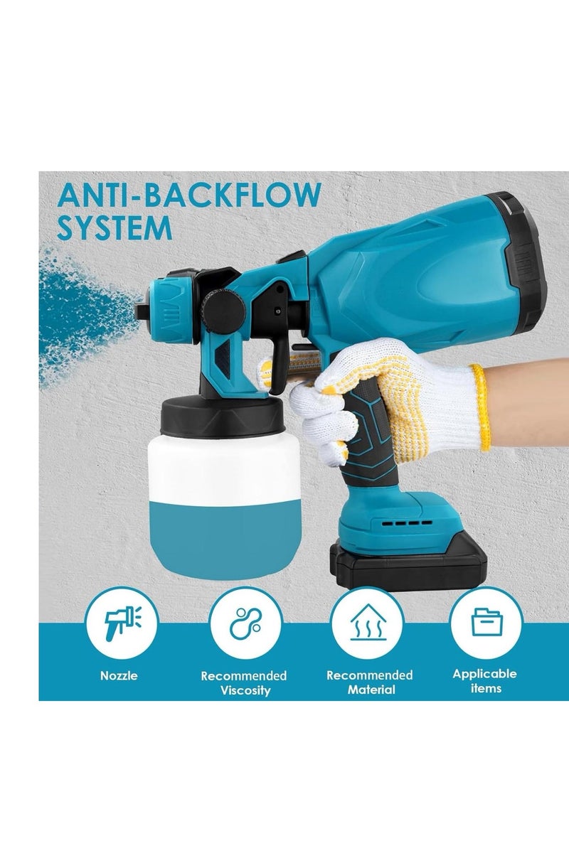 Cordless Paint Gun, Cordless Paint Sprayer, Brushless Motor, 2x4.0Ah 21V Battery, Electric Paint Sprayer 800ml/min, 800ml, Cordless Paint Gun - Image 5