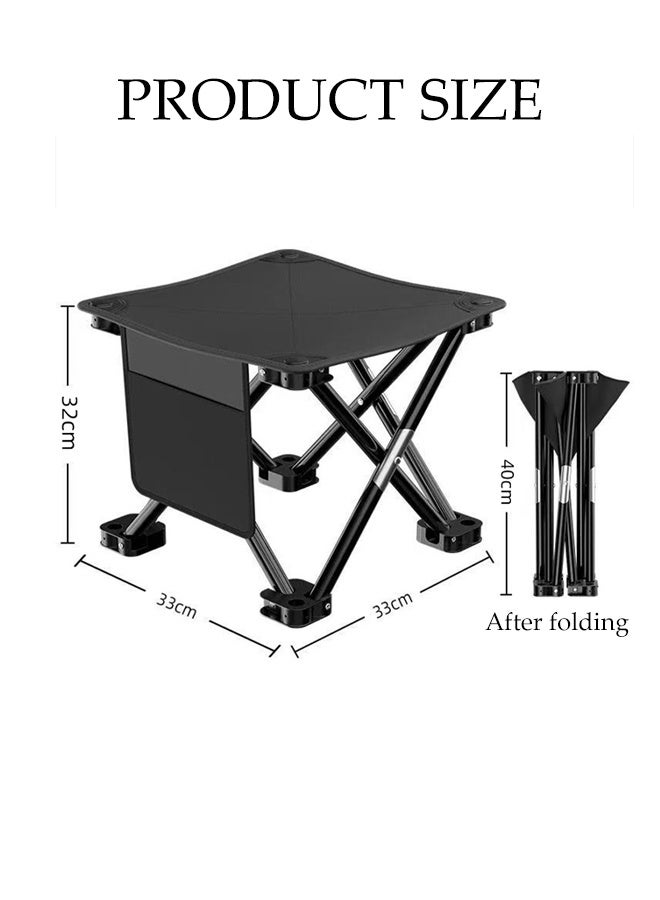 DUNISO Camping Stool, Foot Stools, Portable Folding Stool with storage Bag for Outdoor Walking, Hiking, Fishing (Black) - Image 2