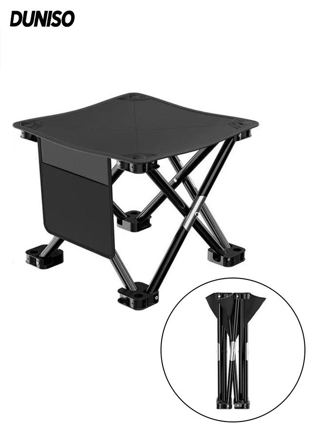 DUNISO Camping Stool, Foot Stools, Portable Folding Stool with storage Bag for Outdoor Walking, Hiking, Fishing (Black) - Image 1