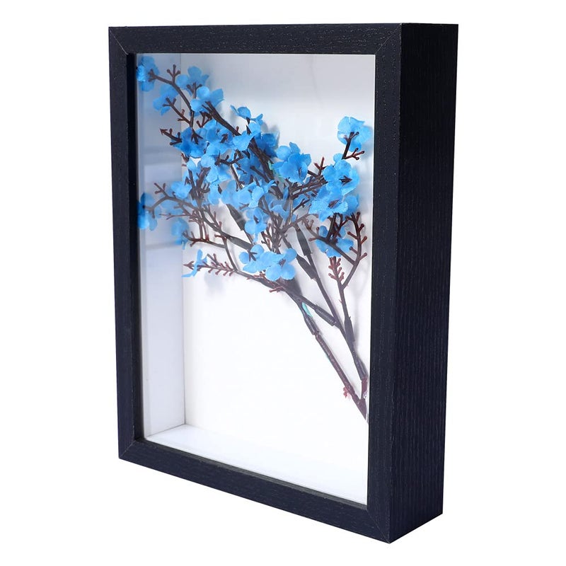 KAPIX KAPIX Small Shadow Box 4x6 Picture Frame with HD Plexiglass Deep Wood Memory Box Display case for FlowersTicketMemorabiliaKeepsakeMedalArt and PhotosBlack 