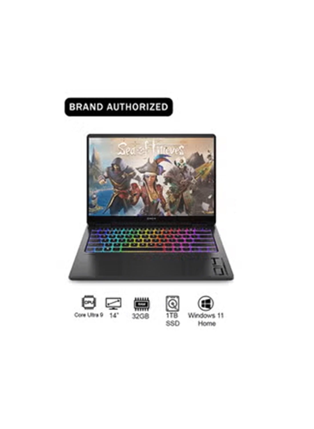OMEN Transcend 9V8S7EA Laptop With 14-Inch Display, Core Ultra 9-185H Processor/32GB RAM/1TB SSD/8GB Nvidia Geforce RTX 4070 Graphics Card/Windows 11 Home + Gaming Monitor English Shadow black