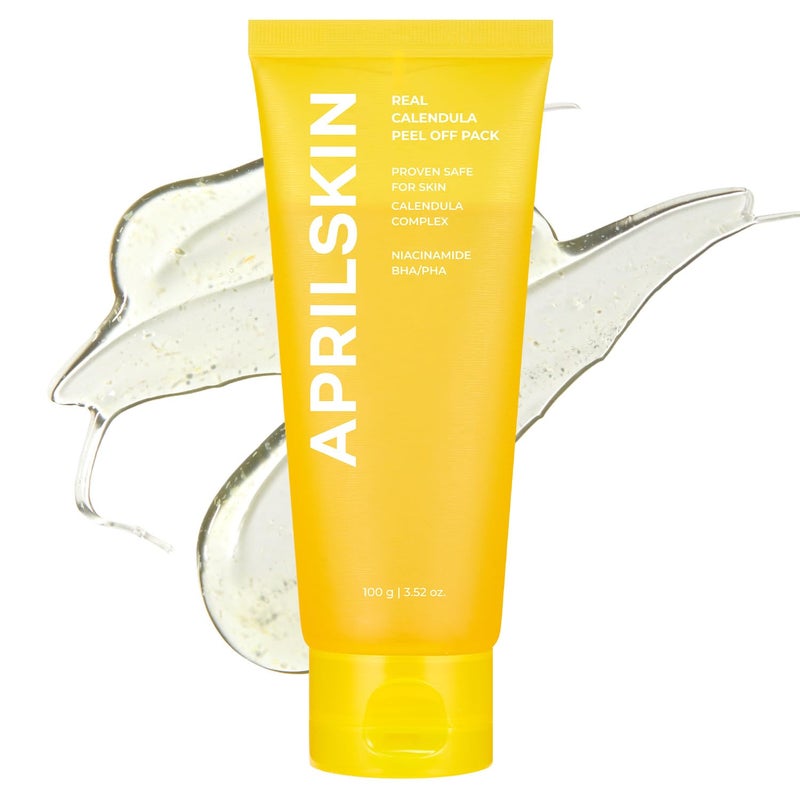 APRILSKIN Calendula Flower-Infused Facial Peel Off Mask, 3.52 fl. oz, PHA, BHA & Niacinamide gently exfoliates, removes impurities, improves uneven skin tone, and minimizes pores, Korean Skincare - Image 1