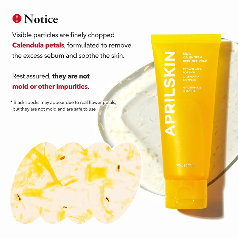 APRILSKIN Calendula Flower-Infused Facial Peel Off Mask, 3.52 fl. oz, PHA, BHA & Niacinamide gently exfoliates, removes impurities, improves uneven skin tone, and minimizes pores, Korean Skincare - Image 5