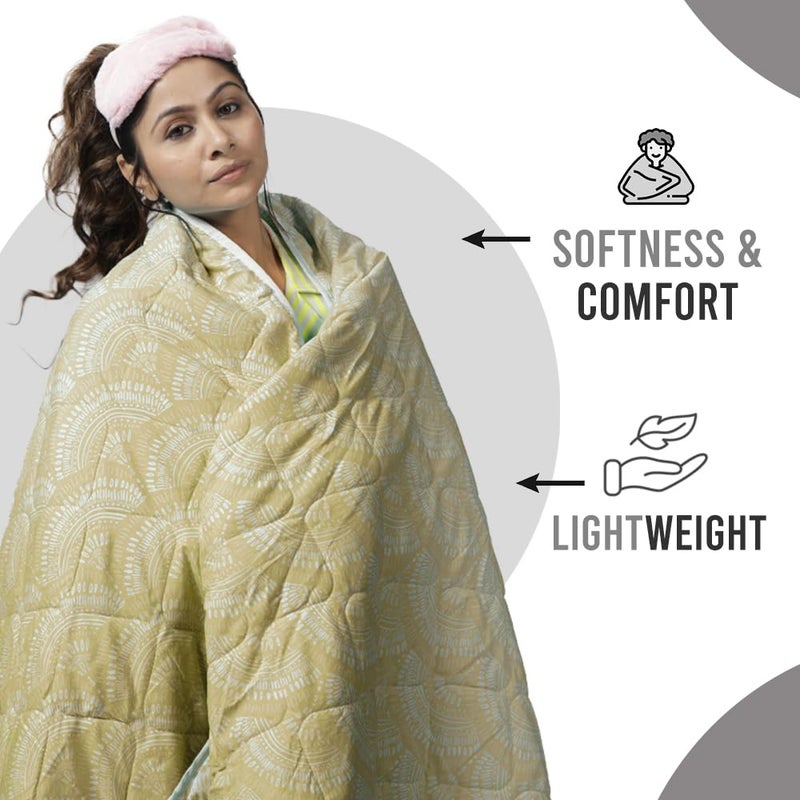 Divine Casa 120 GSM Microfiber Single Bed Comforter Soft Lightweight Reversible AC Blanket AllSeason 3Layered Quilt 230 x 140 cm Wheat - Image 5