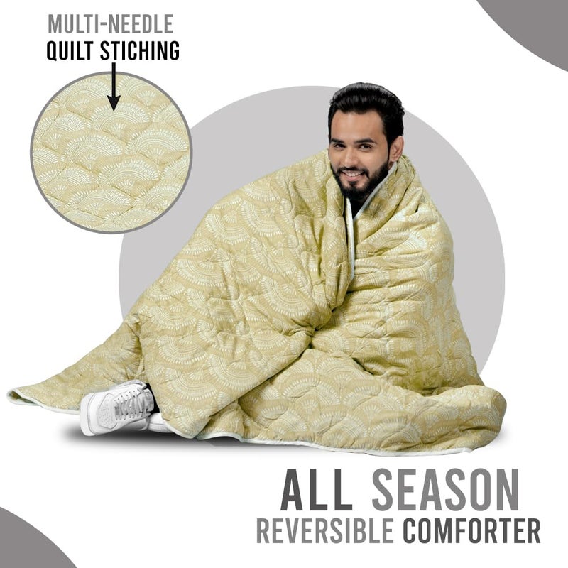 Divine Casa 120 GSM Microfiber Single Bed Comforter Soft Lightweight Reversible AC Blanket AllSeason 3Layered Quilt 230 x 140 cm Wheat - Image 4
