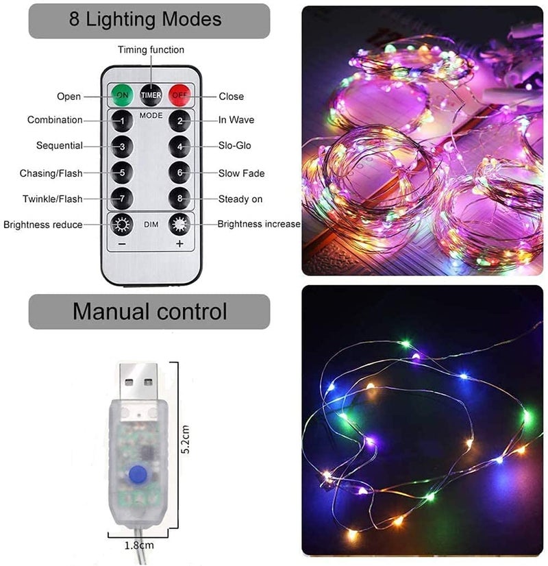 X4CART Fairy Curtain Light 300 LED 8 Mode Remote Control USB Operated LED Curtain String Light for Indoor Outdoor Decoration Window Curtain String Light (3x3 Meter, Multicolor) - Image 2