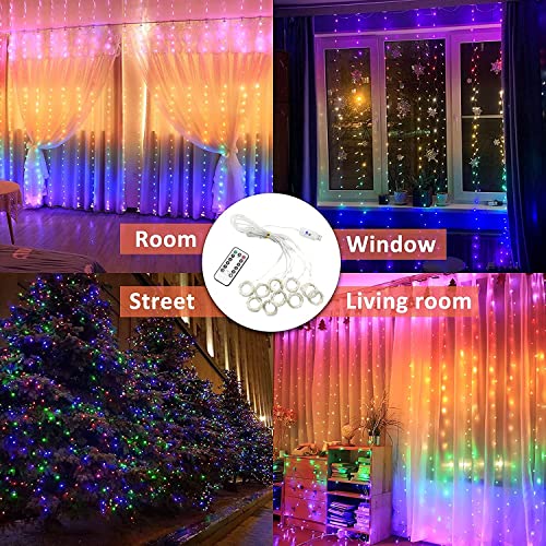 X4CART Fairy Curtain Light 300 LED 8 Mode Remote Control USB Operated LED Curtain String Light for Indoor Outdoor Decoration Window Curtain String Light (3x3 Meter, Multicolor) - Image 3