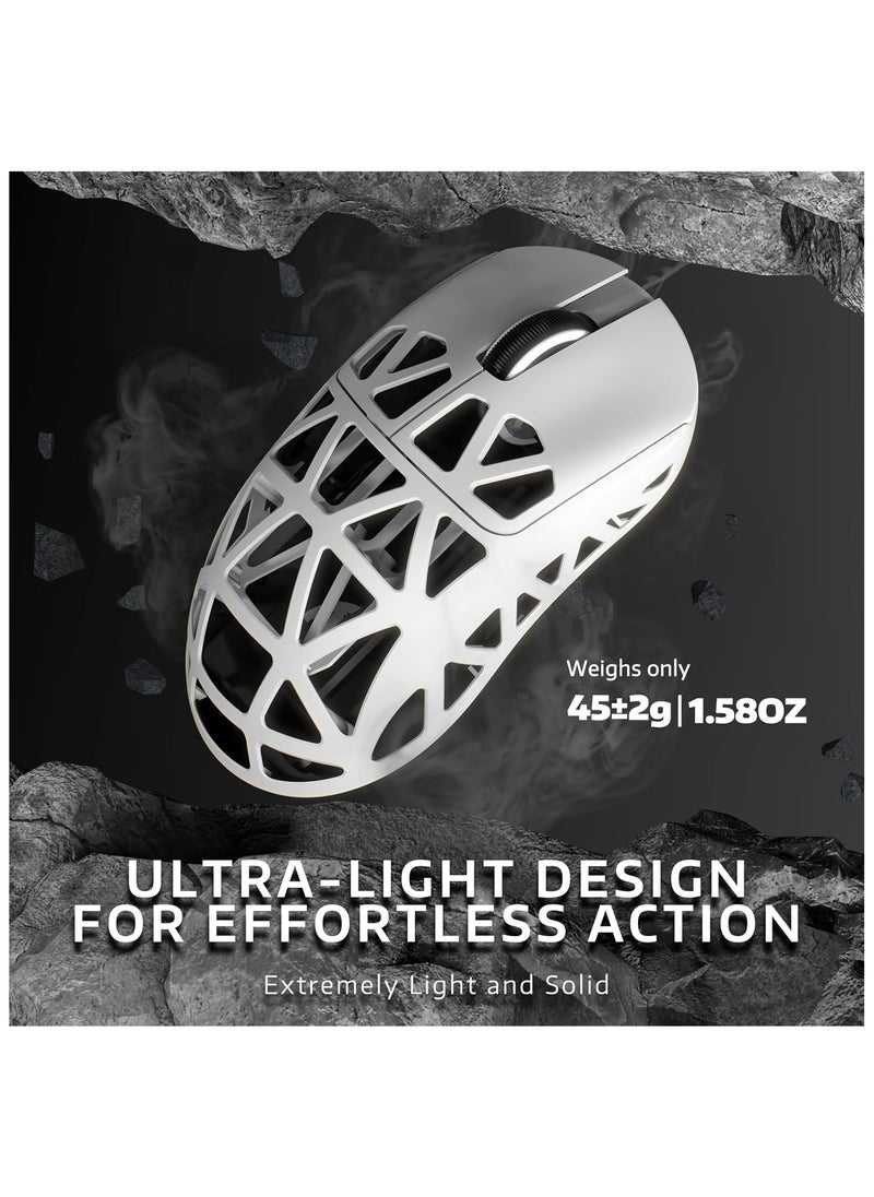Attack Shark - Attack Shark R2 Wireless Gaming Mouse, Superlight Magnesium Alloy, PAW3950 42000 DPI Optical Sensor, 8000Hz Polling Rate, 2.4G/BT/Wired Programmable Mice for Win Mac Gamer (White) - Image 1