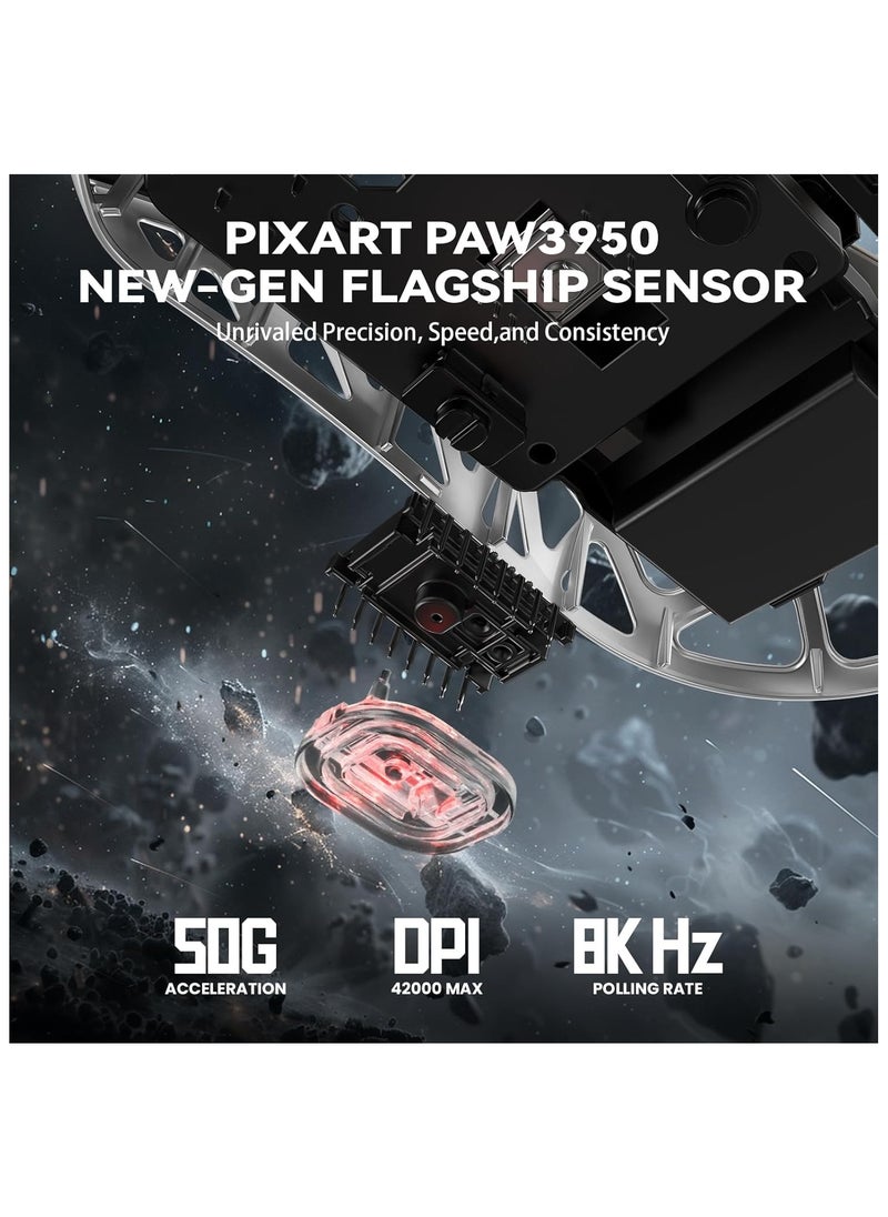 Attack Shark - Attack Shark R2 Wireless Gaming Mouse, Superlight Magnesium Alloy, PAW3950 42000 DPI Optical Sensor, 8000Hz Polling Rate, 2.4G/BT/Wired Programmable Mice for Win Mac Gamer (White) - Image 1