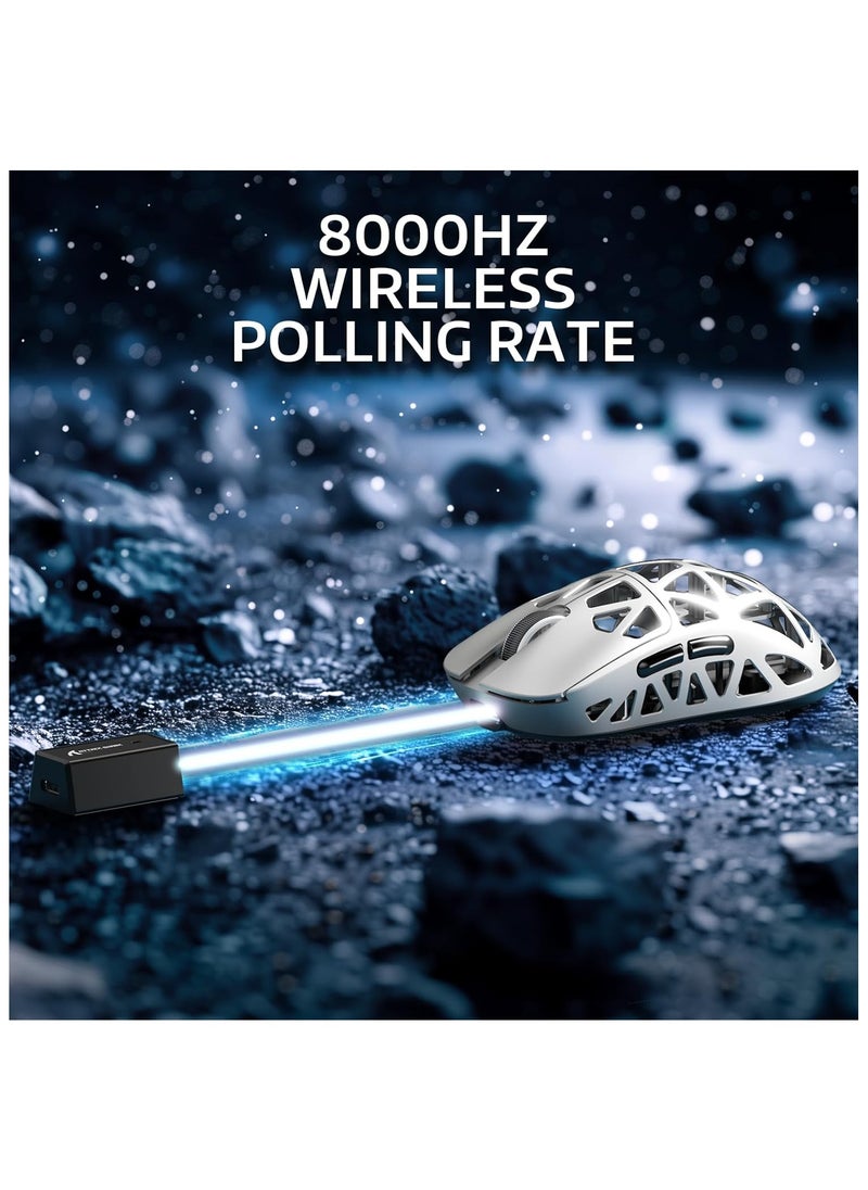 Attack Shark - Attack Shark R2 Wireless Gaming Mouse, Superlight Magnesium Alloy, PAW3950 42000 DPI Optical Sensor, 8000Hz Polling Rate, 2.4G/BT/Wired Programmable Mice for Win Mac Gamer (White) - Image 1