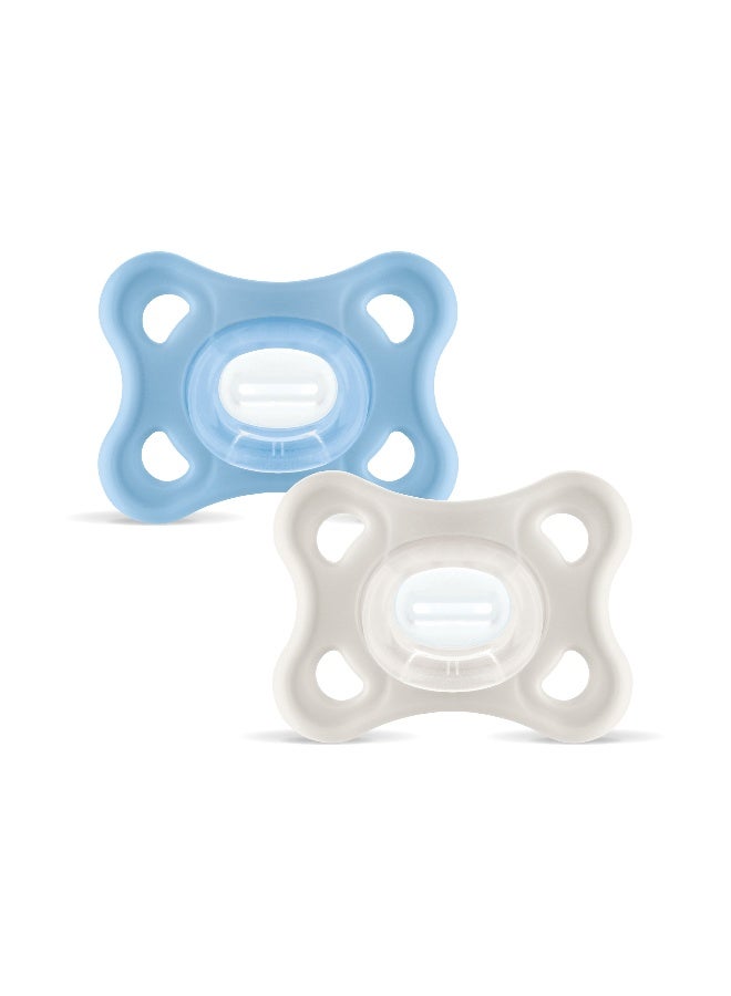 Mam Baby Comfort Silicone Pacifier - 3-12 M |  Blue & Beige - Pack of 2 - Image 1