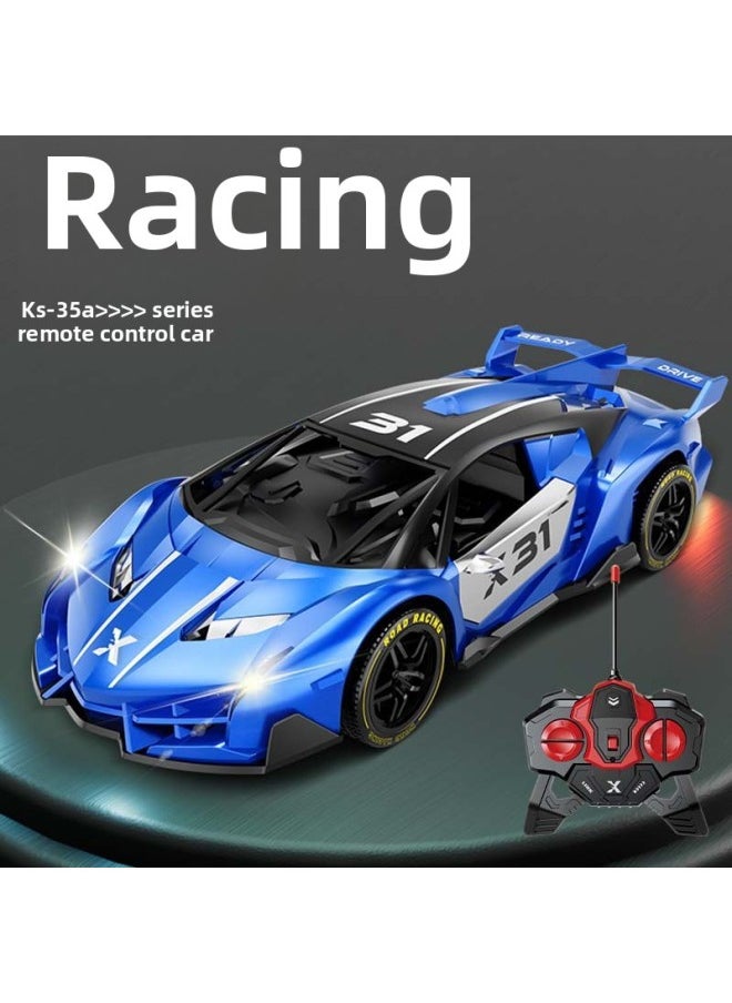 Generic 1:18 Simulation Remote Control Racing Electric Boy Toy Double Light Charging 2.4G Remote Control Four-wheel Drive Sports Car Generation-Color:35a2.4g [blue] Lambo Remote Control Car-mail Order Box-Scale:Standard Version [lithium Battery*1 + Charging Cable]  - Image 1