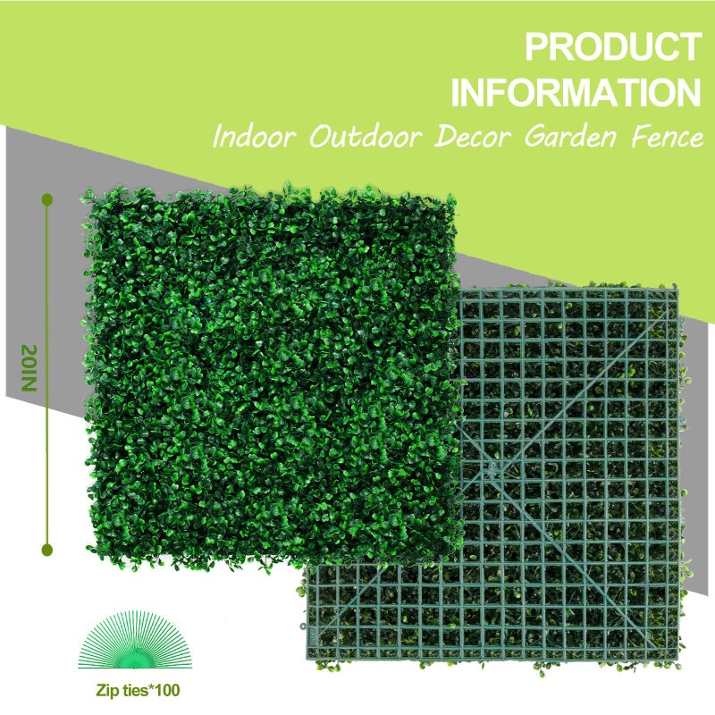 AOKIIE AOKIE 20"X20" Artificial Grass Wall, 24Pcs Boxwood Hedge Wall Panels UV-Anti Grass Backdrop Wall Decor, Greenery Privacy Hedge Screen for Indoor Outdoor Patio Balcony, Party Garden Fence Decor - Image 4