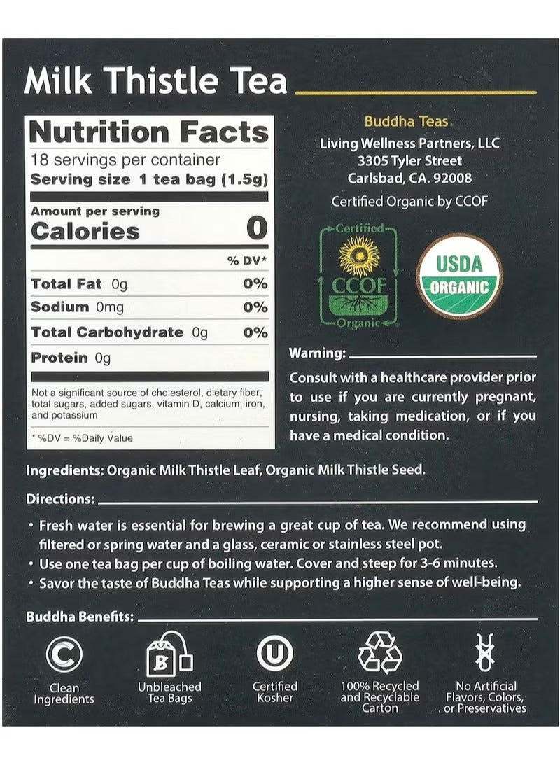BUDDHA TEAS Organic Herbal Tea, Milk Thistle, 18 Tea Bags, 0.95 oz (27g) - Image 2
