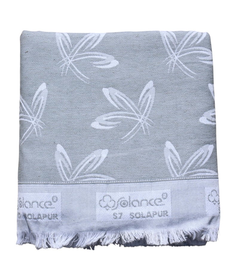 Mandhania Soft Premium Light Weight Solapur Chaddar 100% Cotton Dailyuse Single Bed Blanket Pack of 1 Light Grey - Image 1