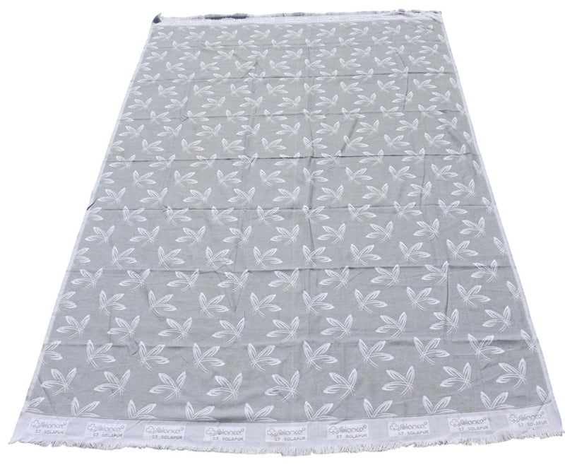 Mandhania Soft Premium Light Weight Solapur Chaddar 100% Cotton Dailyuse Single Bed Blanket Pack of 1 Light Grey - Image 2