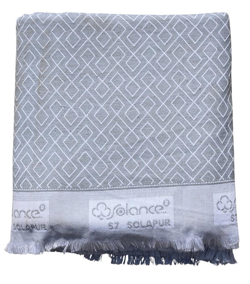 Mandhania Soft Premium Light Weight Solapur Chaddar 100% Cotton Dailyuse Single Bed Blanket Pack of 1 Light Grey - Image 4