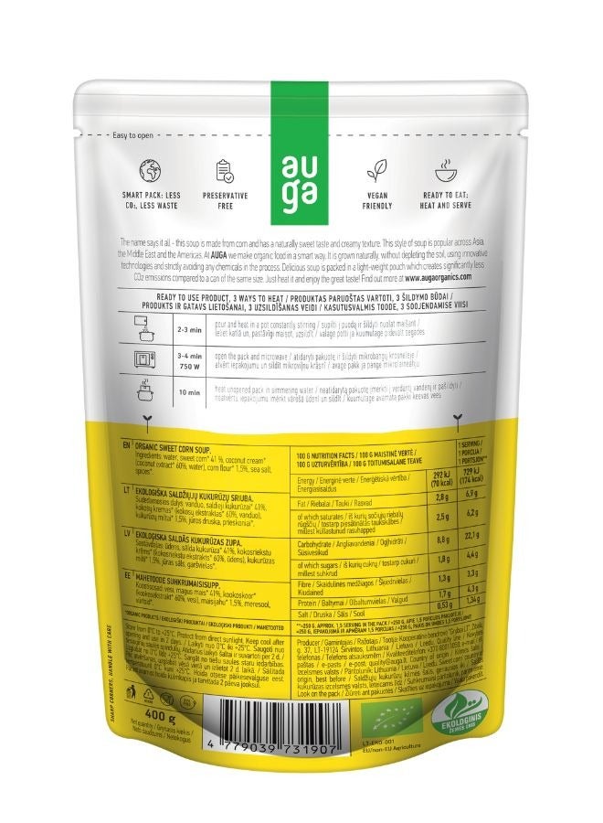 Auga Organic Sweet Corn Soup 400g - Image 2