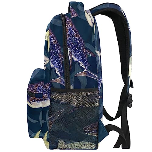 Oarencol Sharks Dark Blue Backpacks Animal Fish Bookbags Daypack Travel School College Bag for Womens Girls Mens Boys Teens - Image 4