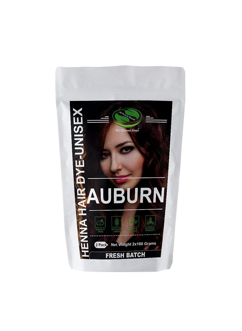 The Henna Guys 2 Packs Of Auburn Henna Hair & Beard Color/Dye 100 Grams - Natural Hair Color, Plant-based Hair Dye - The Henna Guys 