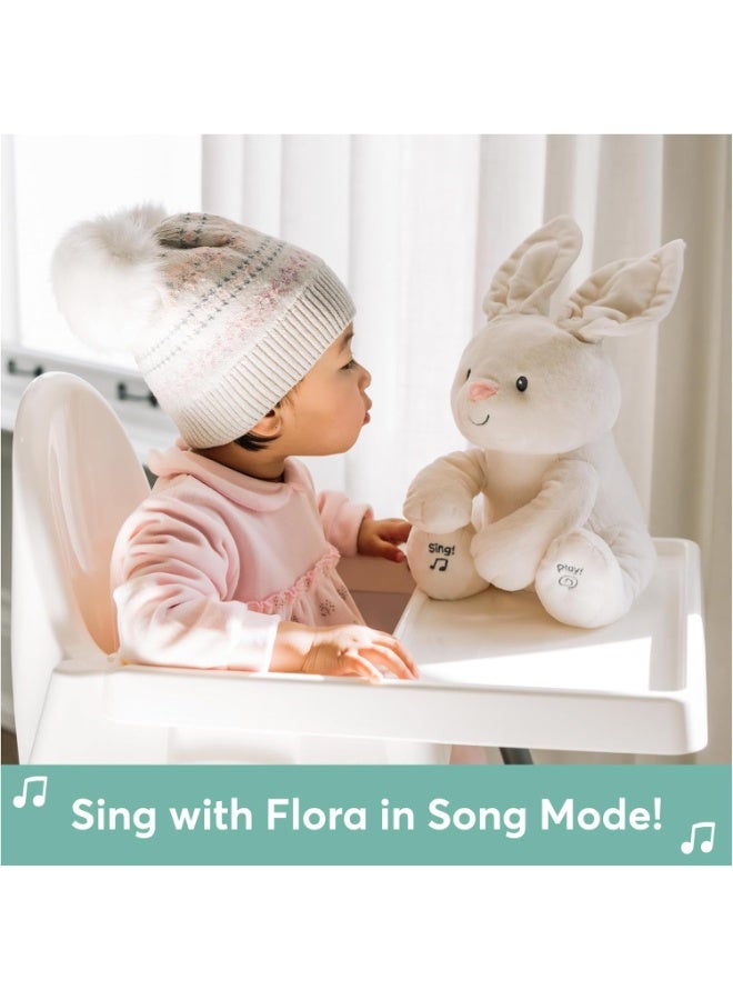 بلاي لعبة أرنب فلورا المتحركة المحشوة - أرنب ناعم يغني ويلعب الغميضة للأطفال الذكور والإناث - لعبة أرنب محشو لطيف يتحدث للأطفال الرضع والأطفال الصغار وحديثي الولادة - Image 4