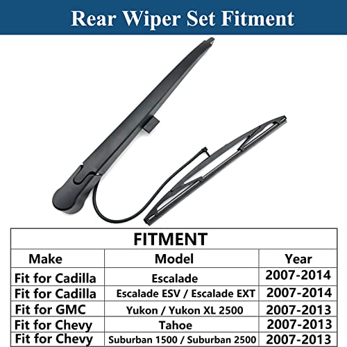 DUILEO Rear Windshield Wiper Arm with Wiper Blade for Cadillac Escalade 2007-2014,2007-2013 GMC Yukon & Yukon XL, Chevy Tahoe 2007-2013, Chevy Suburban 2007-2013 Back Wiper Arm Replacement - Image 2