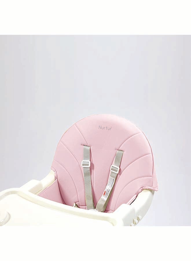 Nurtur Nurtur 2 in 1High chair, adjustable height, wooden finish, with padded cushioning, Detachable Tray, footrest included - Pink - Image 5