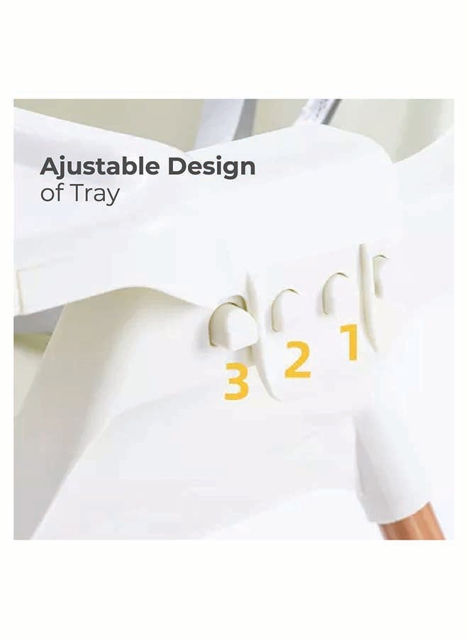 Nurtur 2 in 1High chair, adjustable height, wooden finish, with padded cushioning, Detachable Tray, footrest included - Pink