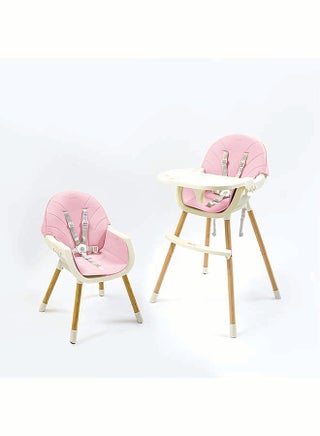 Nurtur 2 in 1High chair, adjustable height, wooden finish, with padded cushioning, Detachable Tray, footrest included - Pink - pzsku/Z7C47DF6A767E0F9C984FZ/45/1752170536/713dc9b9-685e-4f12-8bfe-8c8f3c844cb5