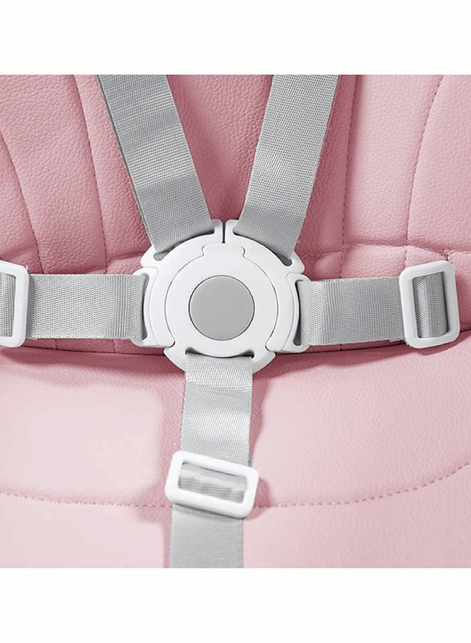 Nurtur 2 in 1High chair, adjustable height, wooden finish, with padded cushioning, Detachable Tray, footrest included - Pink