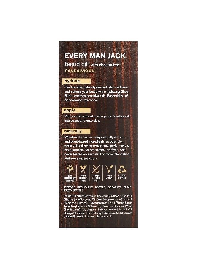 Every Man Jack Every Man Jack, Hydrating Beard Oil with Shea Butter, Sandalwood, 1 fl oz (30 ml)  - Image 3