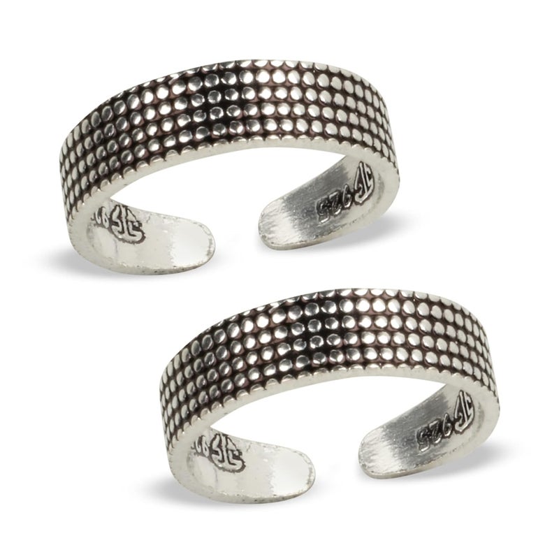 silver chest 925 Silver Toe Rings for Women Stylish Silver Bands for Girls -Sterling Silver Plain Oxidised rings with 3D Self Designs - Image 4