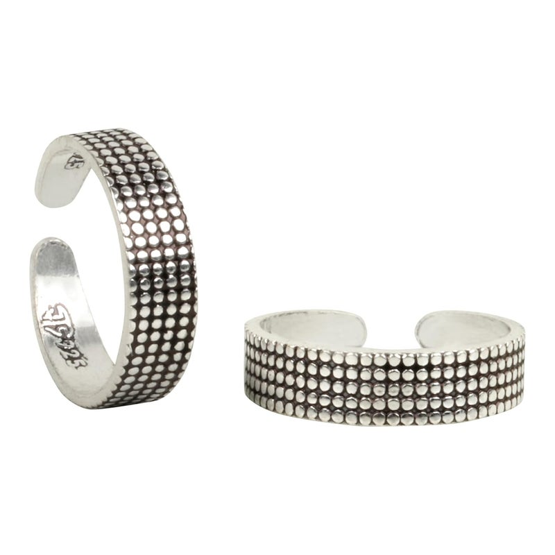 silver chest 925 Silver Toe Rings for Women Stylish Silver Bands for Girls -Sterling Silver Plain Oxidised rings with 3D Self Designs - Image 1