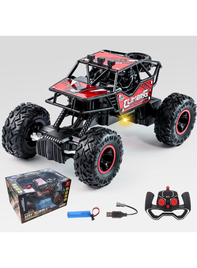 Remote Control Car 2.4g Climbing Alloy Off-road Vehicle Boys Children Toy Car Rechargeable Stall Stall Toys-Color:2.4G Off-road Remote Control Car 【alloy Version-red】】-Proportion:Double Lithium Battery + Remote Control Battery 【gift Box】】