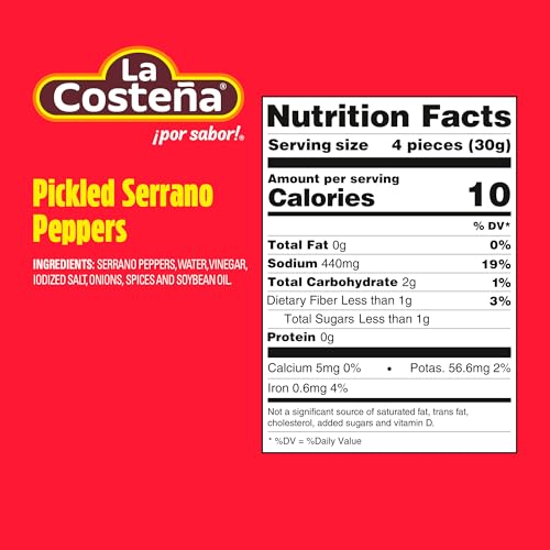 La Costeña Whole Serrano Pepper & Sliced Carrots - Spicy Green Chiles for Mexican Food, Pico de Gallo, Taco Seasoning, Salsa Verde & Guacamole - Hot Pickled Vegetables - 12oz, 12 Pack Cans - Image 2