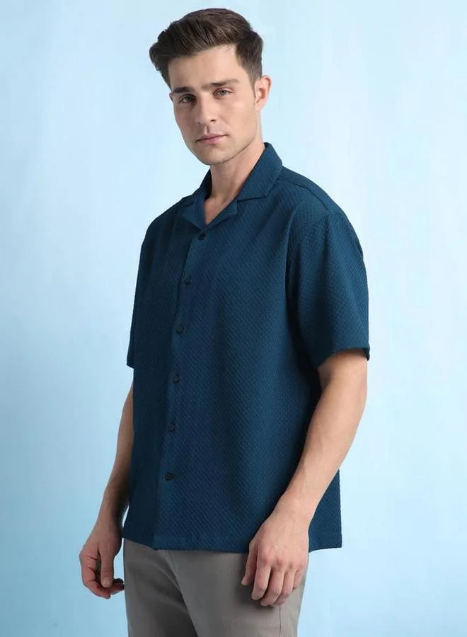 Dennis Lingo Men Textured Relaxed Fit Casual Shirt