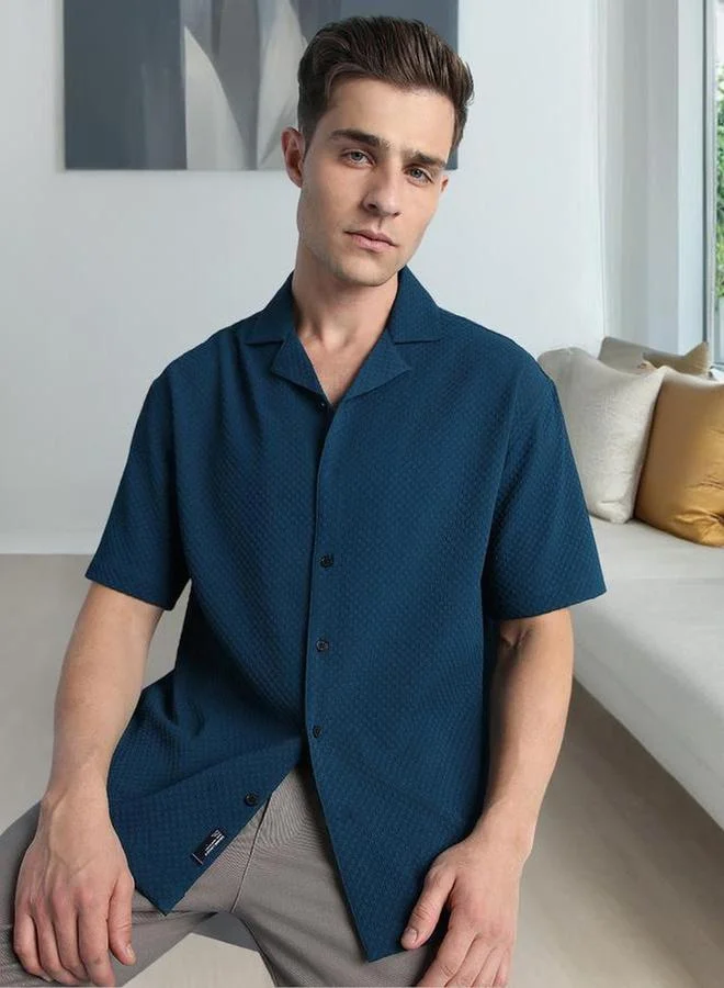 Dennis Lingo Men Textured Relaxed Fit Casual Shirt