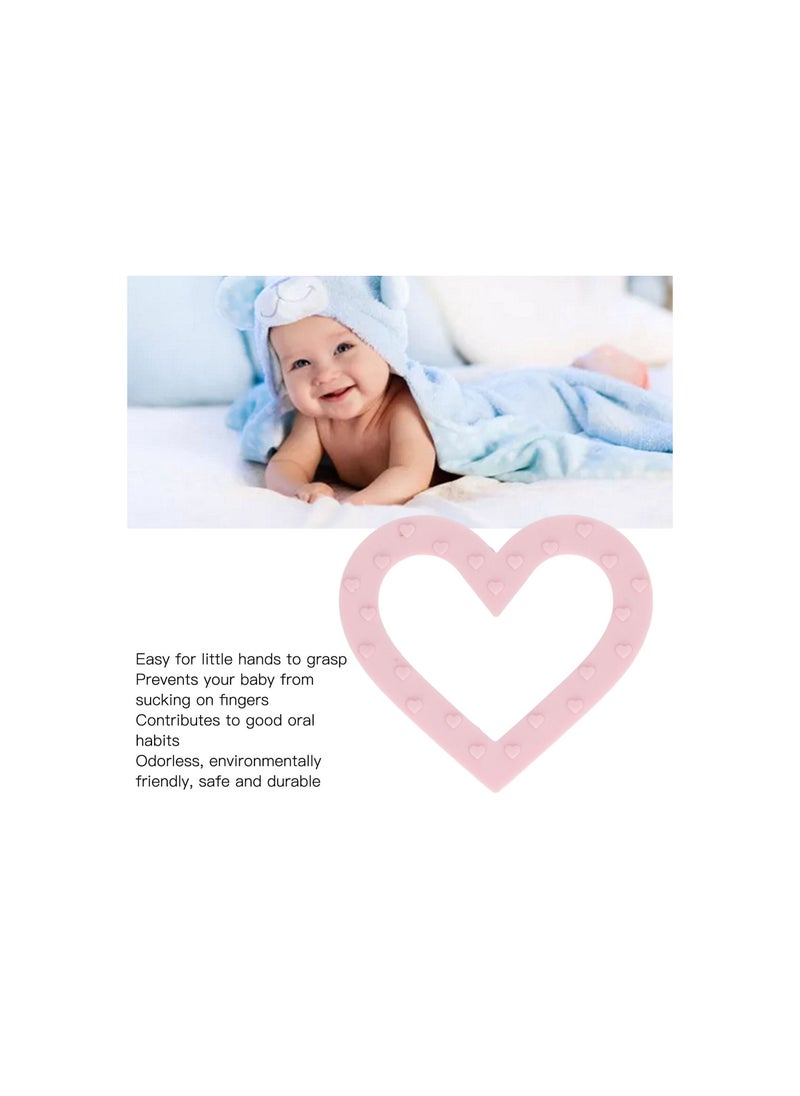 TOT TOT Lovely Heart Teether - Adorable Silicone Teething Toy (baby pink)  - Image 4