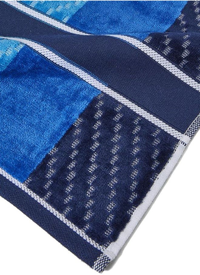 White Rose Zic Zac- Bath Sheet 500 GSM 100% Cotton Velour 80X160 cm Modern Stripe Design Luxury Touch Extra Absorbent Blue  - Image 3