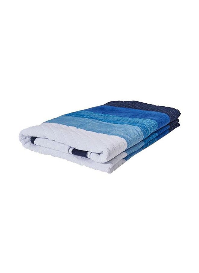 White Rose Zic Zac- Bath Sheet 500 GSM 100% Cotton Velour 80X160 cm Modern Stripe Design Luxury Touch Extra Absorbent Blue  - Image 1