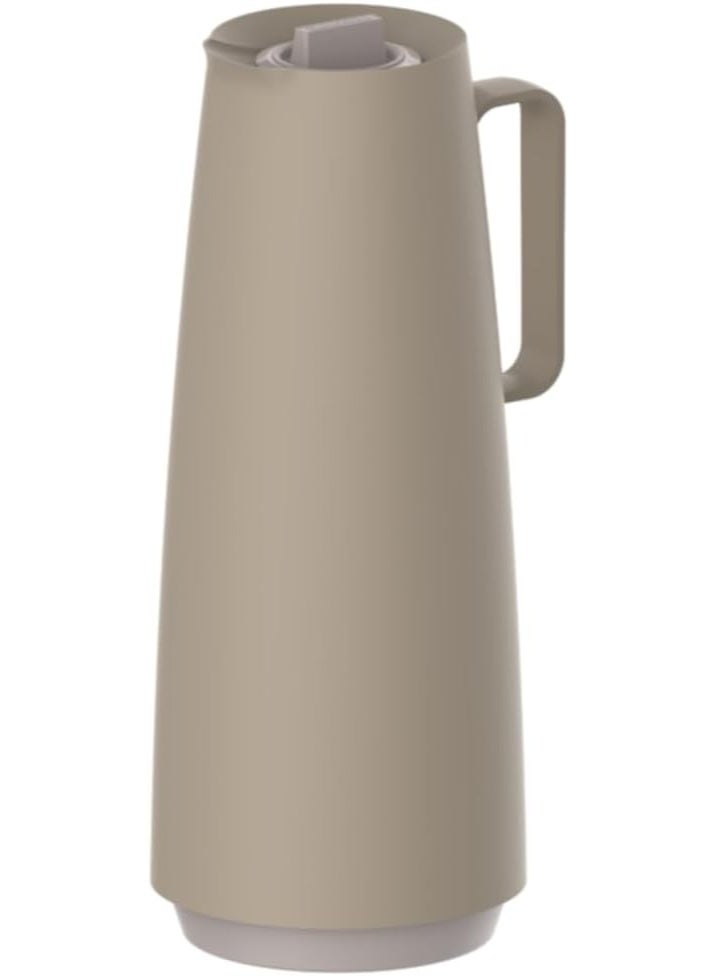 Beige Plastic Thermal Flask with 1 Liter Glass Liner