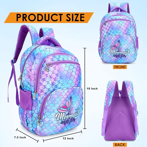 TRUE HUMAN TINY TEEN School Bag for Girls, Lightweight Casual Backpack, Trendy for Girls, kids students (Mermaid) - Image 3